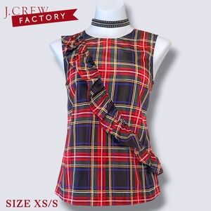 J. Crew Factory Women's Red Plaid Top